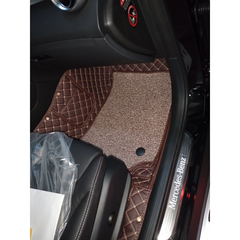 Thảm lót sàn 6D da Cacbon cao cấp cho xe  Mercedes C200, Mercedes C300, Mercedes C180, Mercedes E200, Mercedes E 300