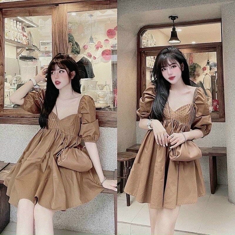 (SHOP BIGSIZE nữ 50kg đến 90kg ) ĐẦM BABYDOLL xếp li ngực, tay phồng