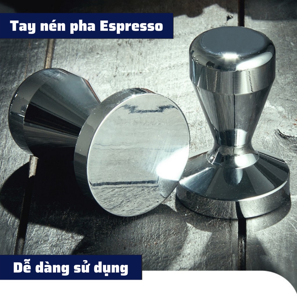 Tamper 53mm dụng cụ tay nén cà phê pha Espresso cafe Arabica Inox cao cấp tay nén café đường kính 49-51-53-58m