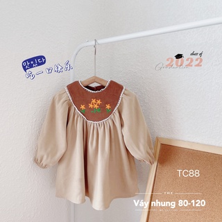 Váy nhung cổ thêu hoa