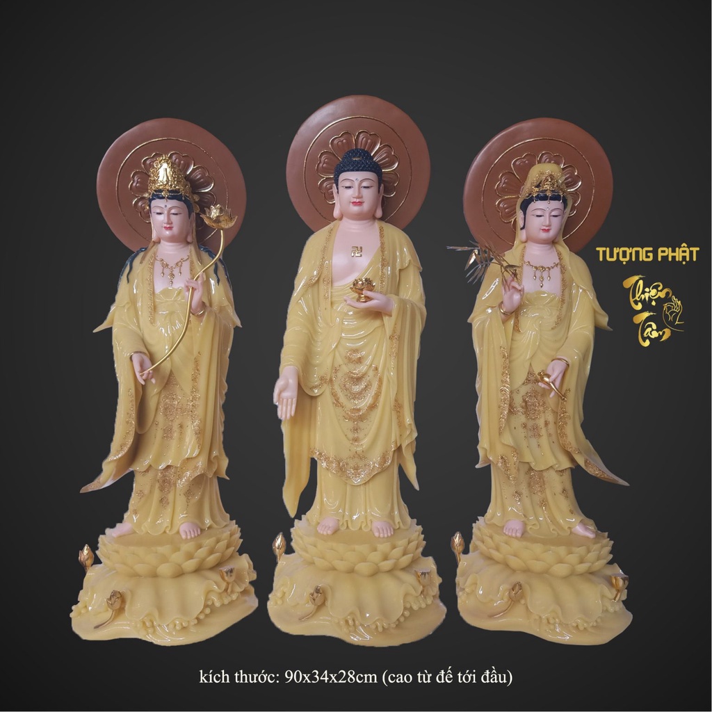 Bộ Tượng Tây Phương Tam Thánh Đứng 90cm - Mẫu tượng Đài Loan