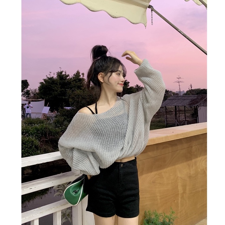 Áo sweater Mỏng Nhẹ Tay Dài Xuyên Thấu Thời Trang Mùa Xuân Cho Nữ