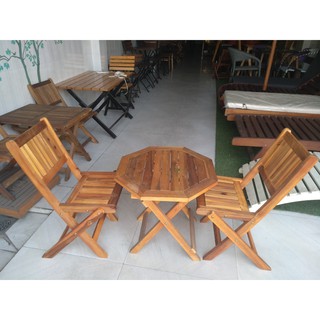 Bộ bàn ghế gỗ xếp cafe mini ( 1 bàn + 2 ghế )