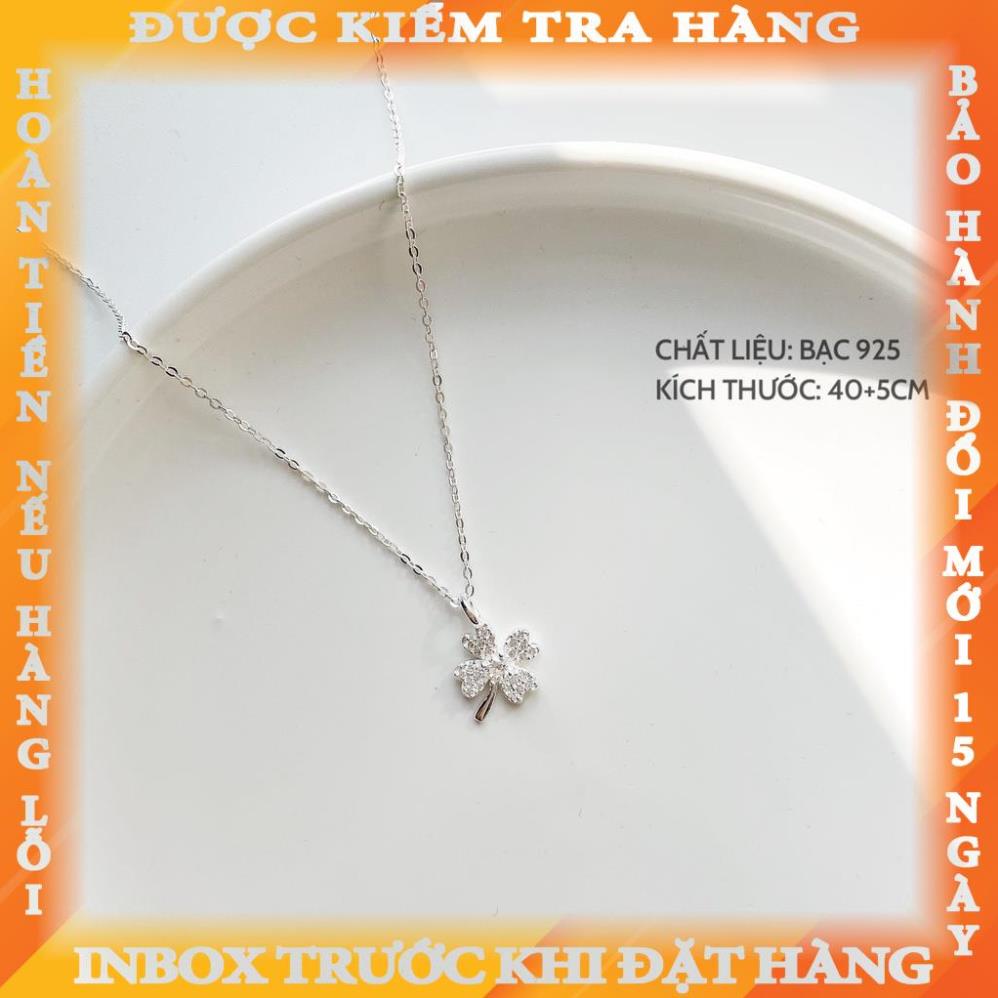 Vòng cổ bạc Miuu Silver, dây chuyền nữ cỏ 4 lá đính đá bạc 925 tranduong
