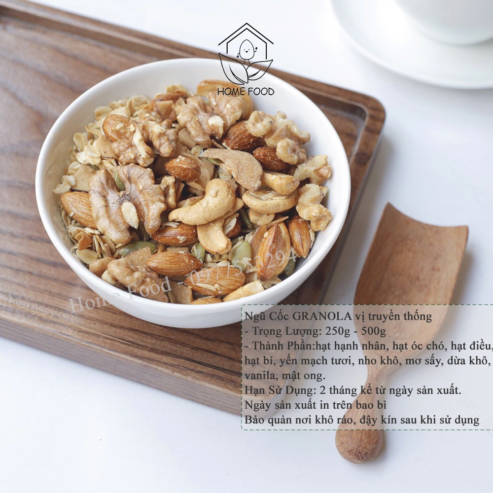 Ngũ cốc granola không đường siêu hạt (85%) nướng mật ong ăn kiêng, giảm cân - ngũ cốc eat clean, healthy - Home Food