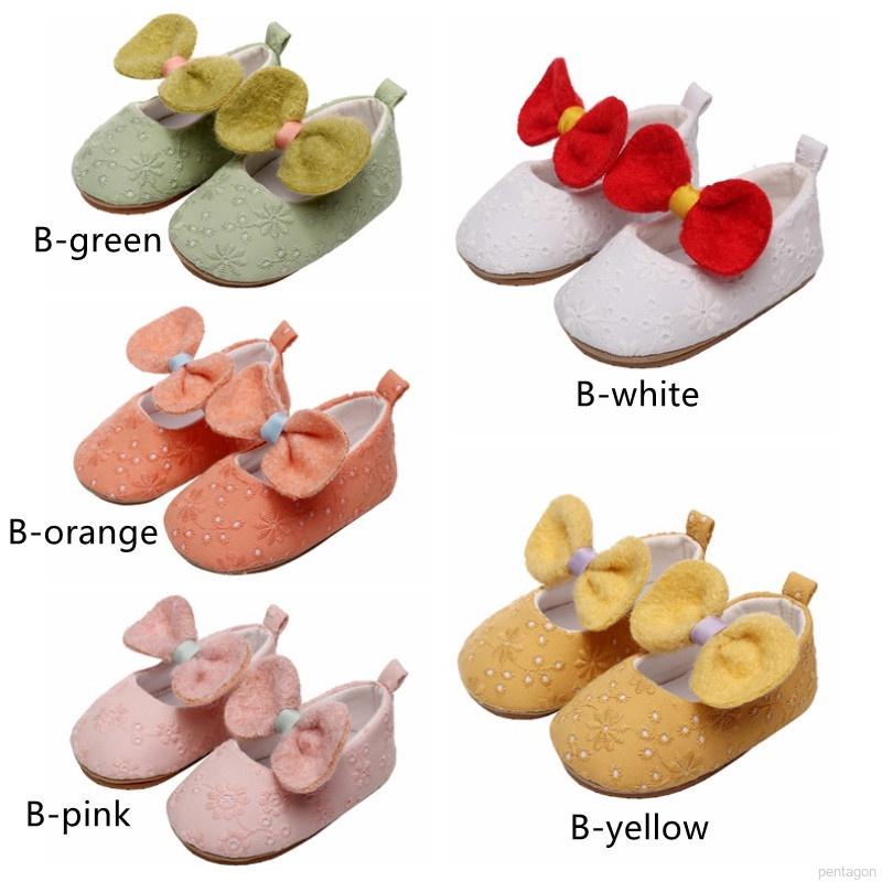 Đôi giày búp bê đính nơ/ Đôi vớ viền ren tập đi chống trượt xinh xắn dành cho bé gái