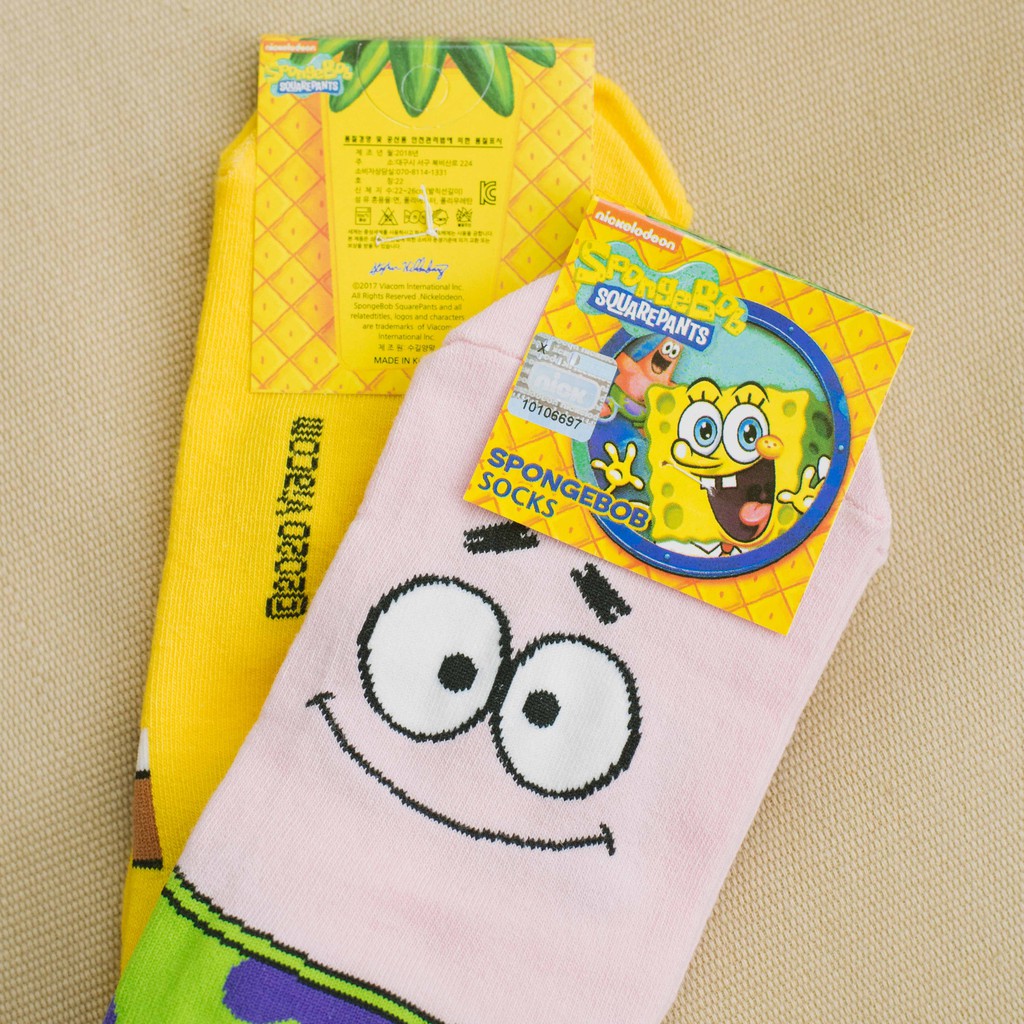 SPONGEBOB FACE LOW - Tất vớ thấp cổ unisex nhân vật hoạt hình Bọt Biển Sao Biển, bản quyền chính hãng nhập khẩu Hàn Quốc