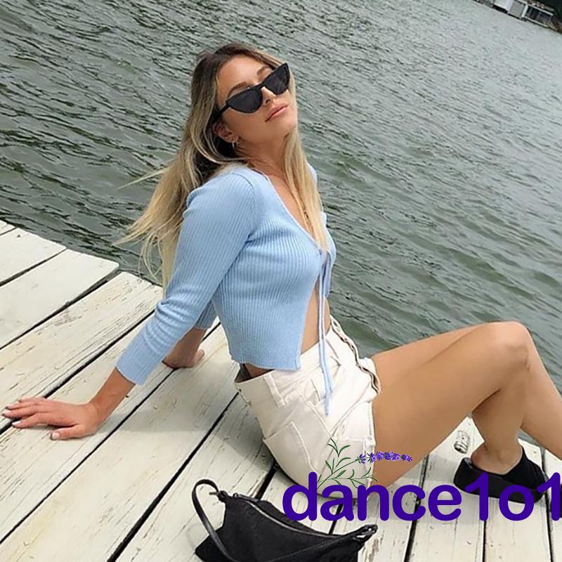 Áo croptop tay dài thiết kế ôm sát tôn dáng