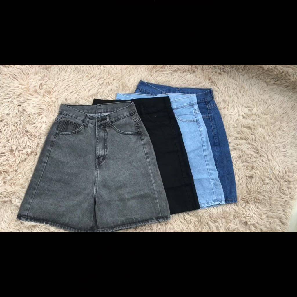 Quần Short Jean Ngố Nữ Ống Rộng Lưng Cao Basic Chất Bò Phong Cách Ulzzang Hàn Quốc 4 Màu 438 304 | BigBuy360 - bigbuy360.vn
