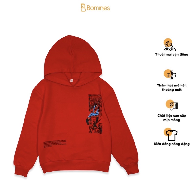 Áo hoodie bé trai Người nhện, áo chui đầu mùa đông Bomines 16-38kg