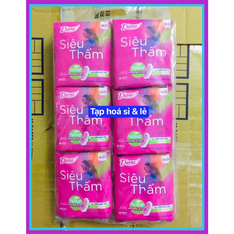 6 gói Băng Vệ Sinh Diana Siêu Thấm Mỏng Không Cánh/ Có Cánh (Gói 8 Miếng)