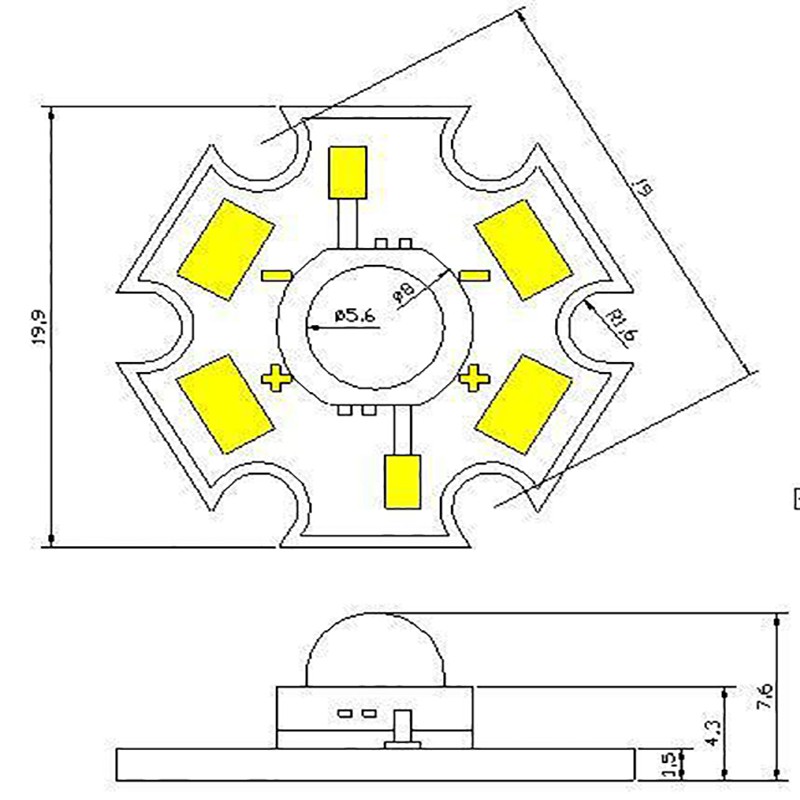 Bộ 10 đế đèn LED PCB 20mm 1W 3W 5W