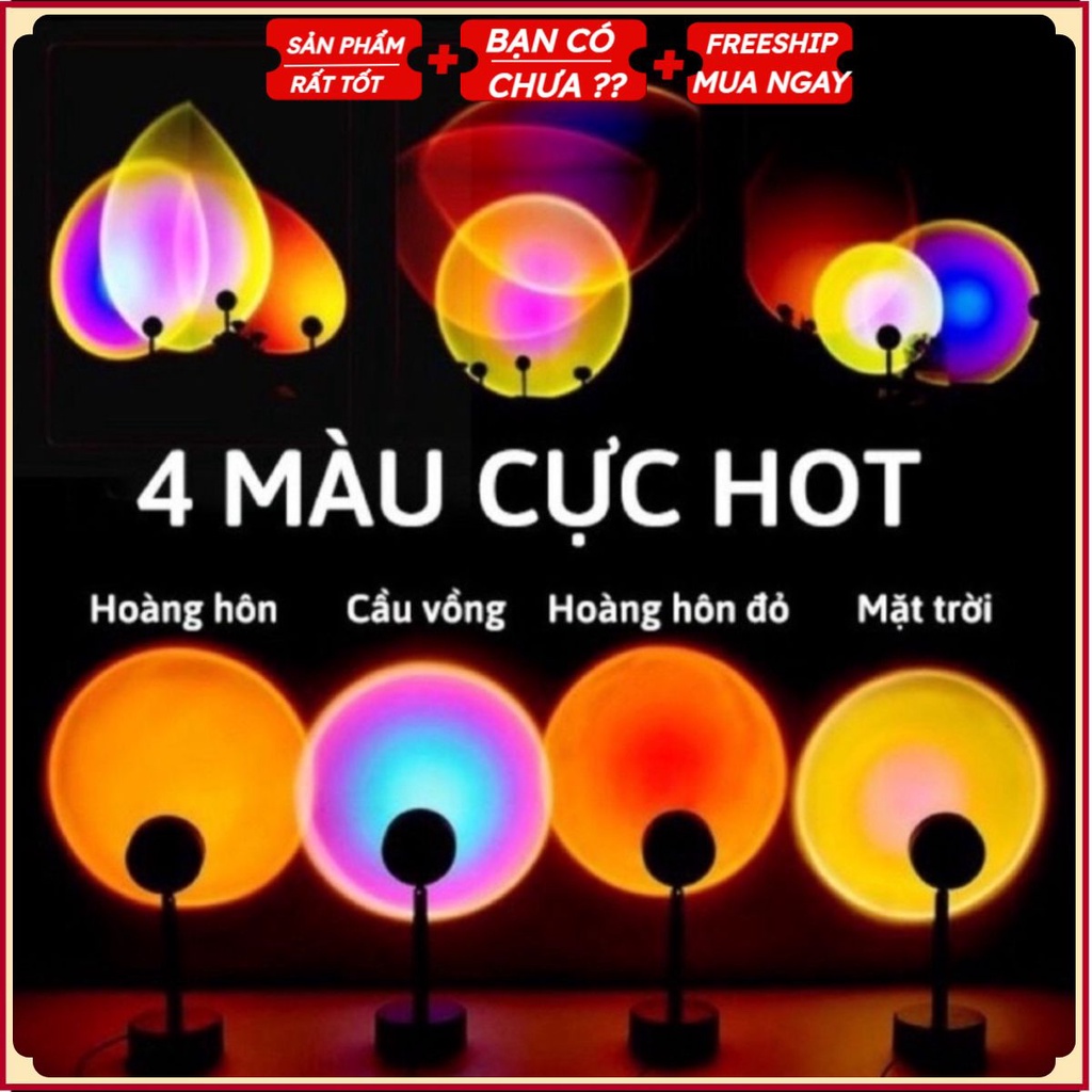 Đèn hoàng hôn 𝗦𝗜𝗘̂𝗨 𝗛𝗢́𝗧 𝗧𝗜𝗞𝗧𝗢𝗞 có mika chuyển đổi 4 màu,đèn led trang trí chụp ảnh quay video livestream r .