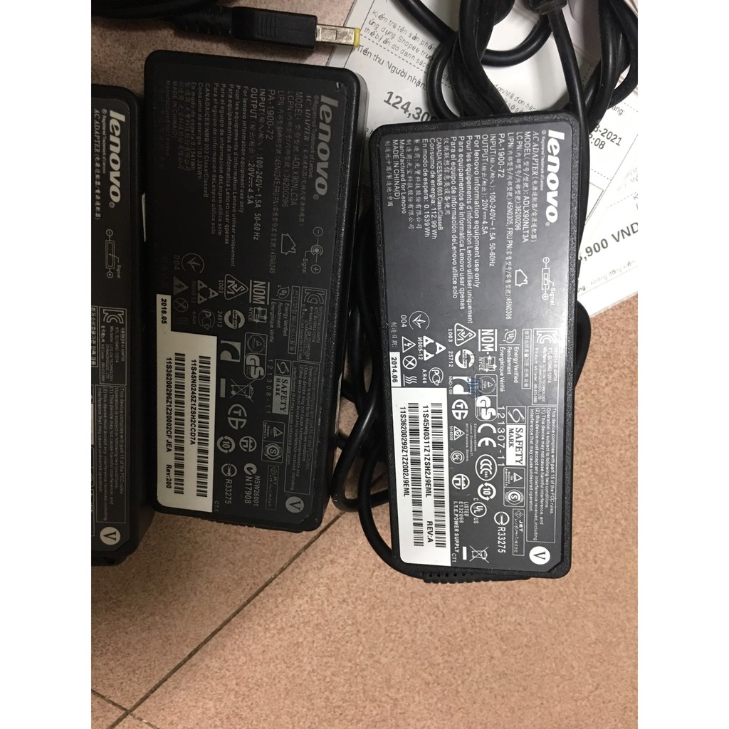 ZIN / QUA SỬ DỤNG SẠC LENOVO CHÂN USB VUÔNG KIM 20V- 4.5A / 3.25A - 65w (Tặng kèm dây nguồn)