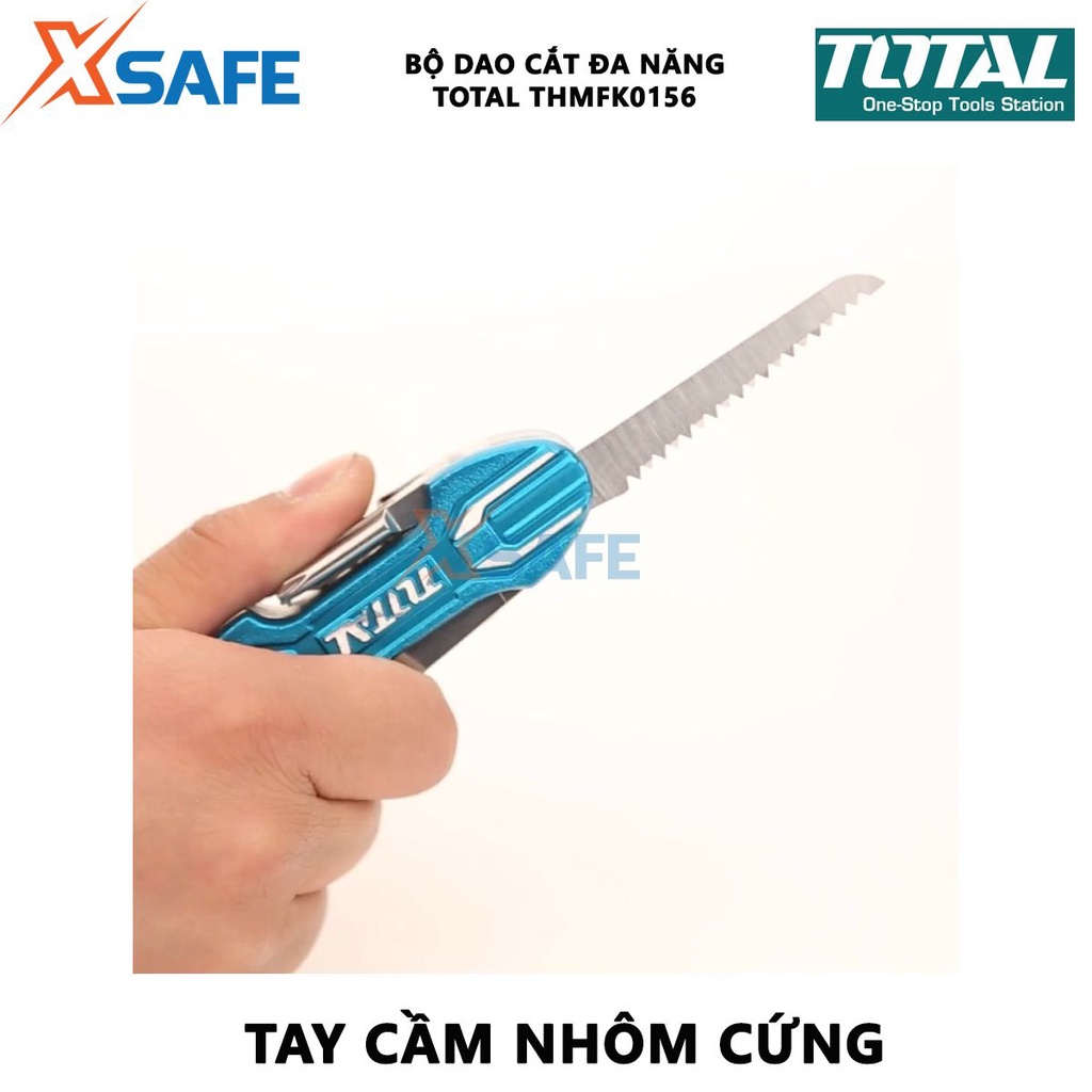 Dao cắt đa năng TOTAL THMFK0156 Bộ dao đa năng bỏ túi 15 trong 1, kích thước 9.5cm, tay cầm bằng nhôm cứng bền - [XSAFE]