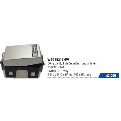 Combo 10 cái - Công tắc B, 1 chiều dòng Refina Panasonic - WEG55317MB, WEG55317MW, WEG55317MH