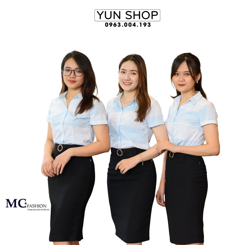Áo sơ mi nữ- áo công sở Bambo ngắn tay hoạ tiết kẻ to A672,đồng phục công sở