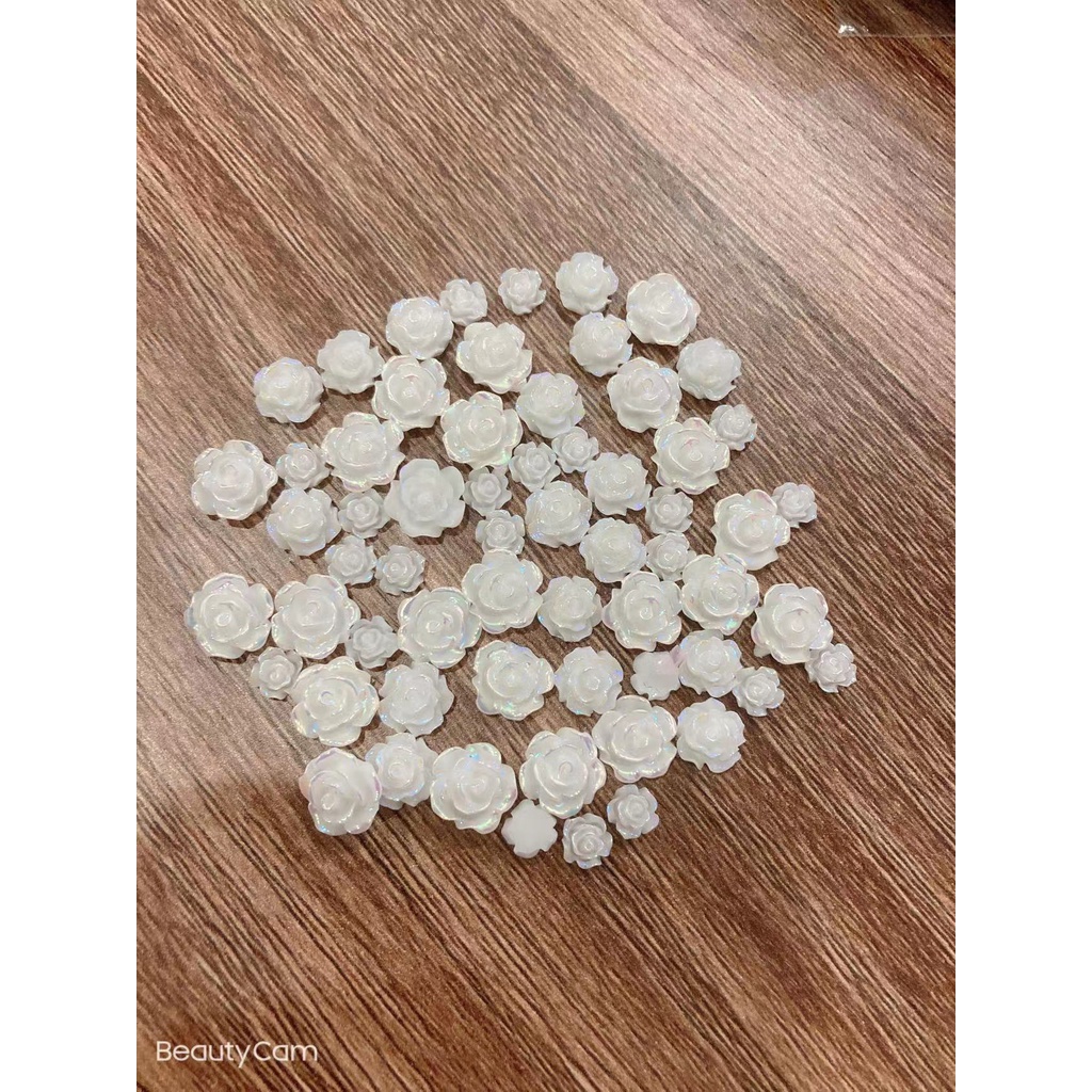 Set hoa trắng  trang trí nail tầm 20 cái