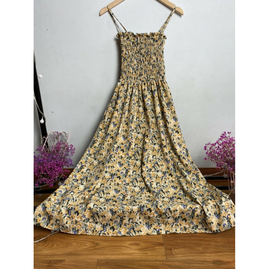 [ Mã FAMAYWA2 giảm 10K đơn 50K] váy 2 dây hoa cúc nhí có chun ngực thướt tha | BigBuy360 - bigbuy360.vn