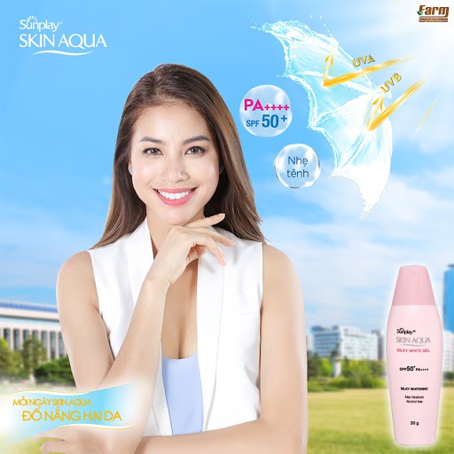 Kem Chống Nắng Dưỡng Da Trắng Mượt Cho Da Khô Sunplay Skin Aqua Silky White Gel SPF 50+ PA+++ 30g 🌺 Hàng Chính Hãng 🌺