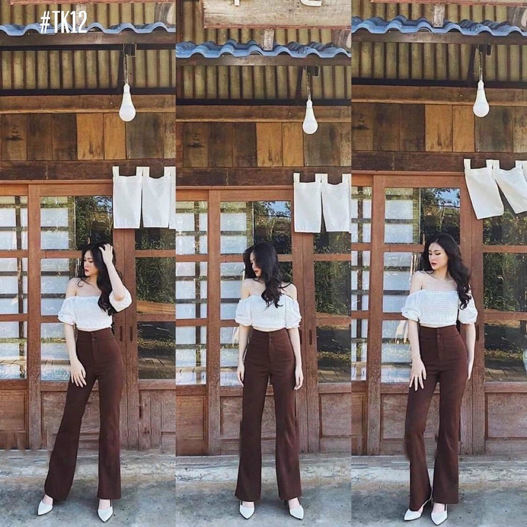 Quần tây ống loe nữ dáng dài, quần bas nữ thun co giãn 2 nút NPQUAN027