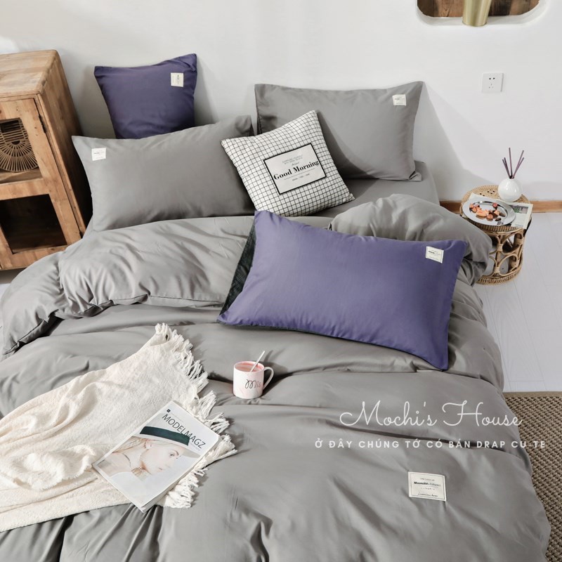 BỘ CHĂN GA GỐI COTTON HÀN QUỐC TICI MÀU XÁM LÔNG CHUỘT