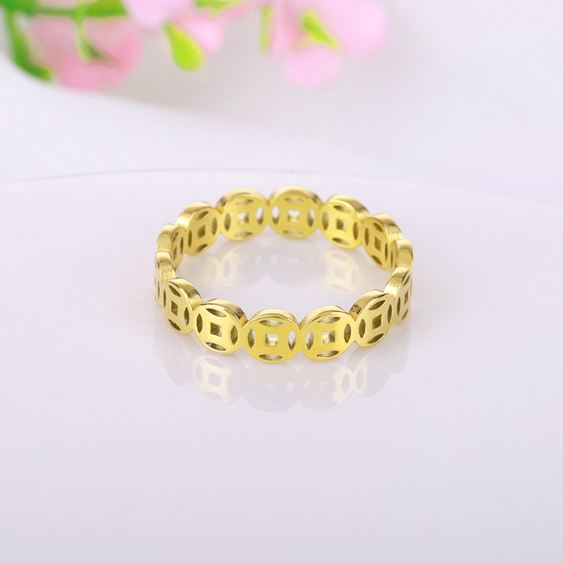 Nhẫn Đồng Xu May Mắn Chất Liệu Thép Không Gỉ