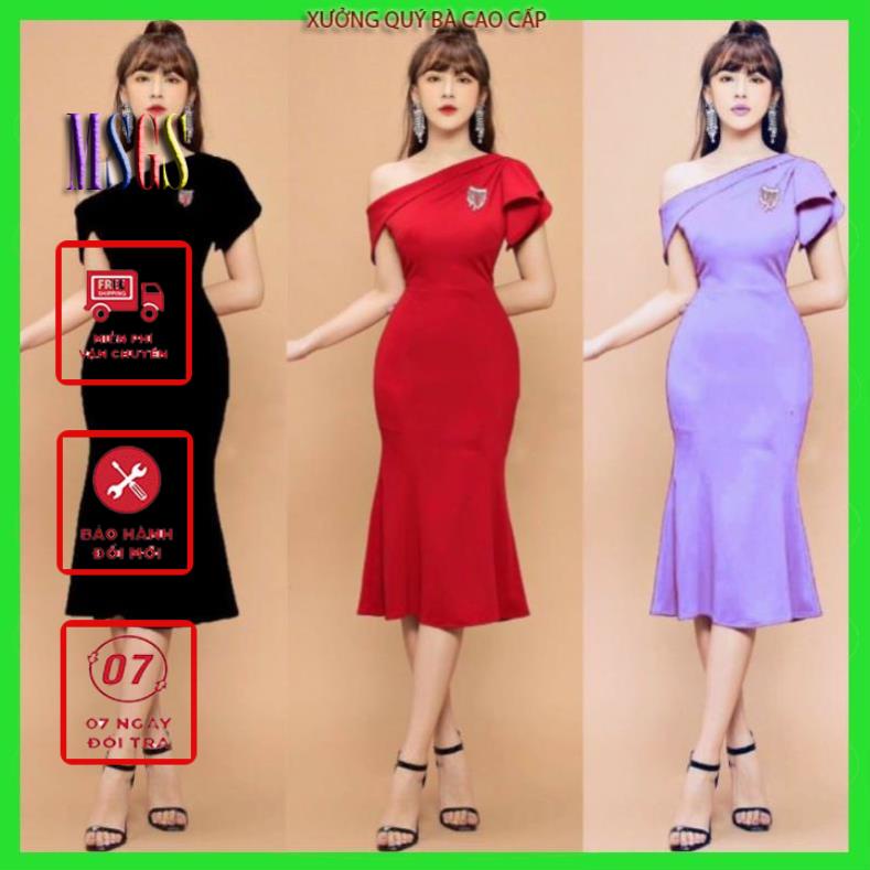 SHOP DẠ HỘI Đầm body lệch vai đuôi cá ko kèm tag tặng hoa tai