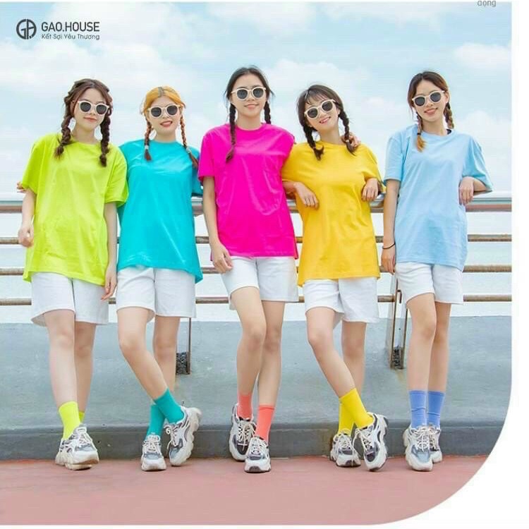 Áo gia đình , Đồ đi biển , áo nhóm , áo đồng phục Áo thun trơn tay lỡ unisex cho nam và nữ Chất liệu vải Cotton loại 1