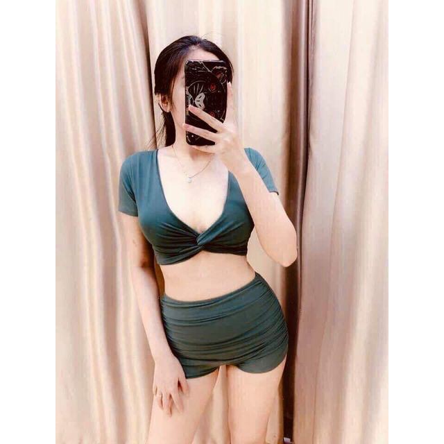 Bikini Nữ 2 Mảnh Quần Đùi Cạp Cao Aó Crop Bin Sports | BigBuy360 - bigbuy360.vn