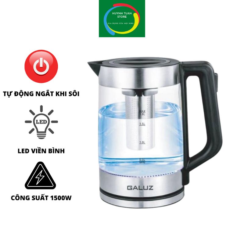 Ấm điện đun nước Galuz GK-01 dung tích 1.8L, NHẬP KHẨU TỪ PHÁP, BẢO HÀNH 18 THÁNG