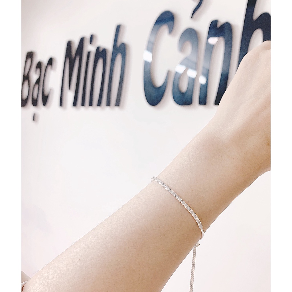 Lắc Tay Bạc Dải Đá Dây Rút Minh Canh Jewelry