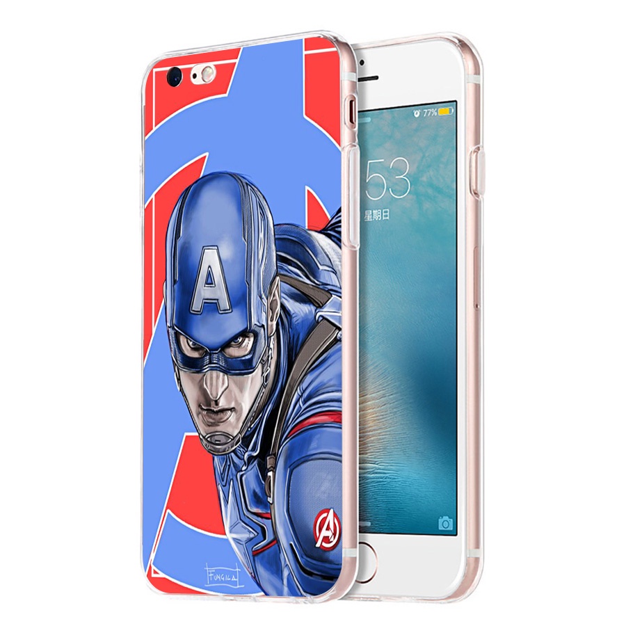 Ốp Điện Thoại Trong Suốt Hình Captain America Cho iPhone 7 8 Plus 11 Pro Max RCZ59