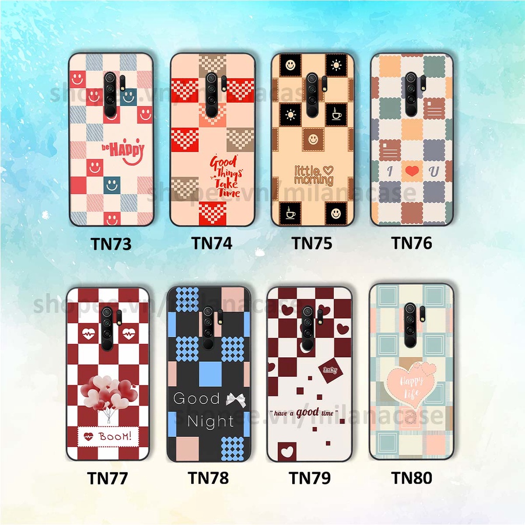 Ốp Xiaomi Redmi 9 caro họa tiết nhiều màu sắc siêu đẹp thời trang cá tính