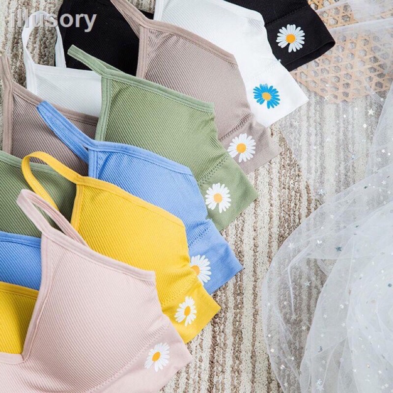 Áo bra len tăm hoa cúc  2 dây lưng dáng chữ U có đệm ngực loại ĐẸP 285