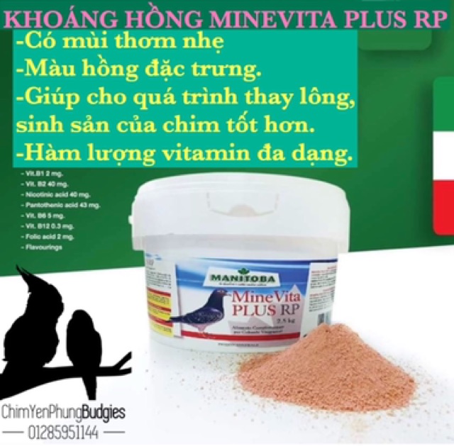 100g khoáng hồng vi lượng Mine Vita Plus RP cho Chim Bồ Câu • Vẹt • Chim Cảnh - xuất xứ: Ý 🇮🇹🇮🇹🇮🇹