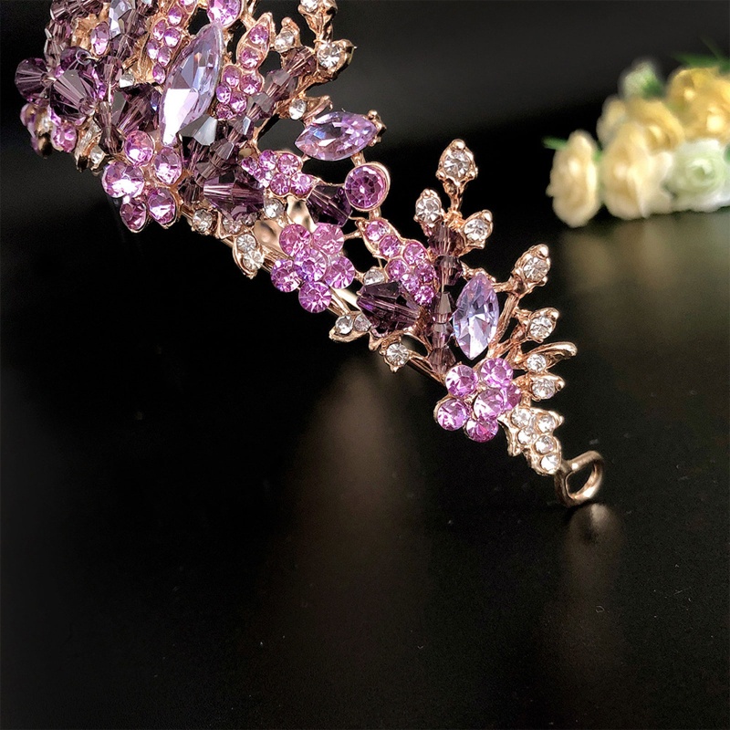 Vương Miện Đính Pha Lê Tím Thời Trang Dành Cho Cô Dâu