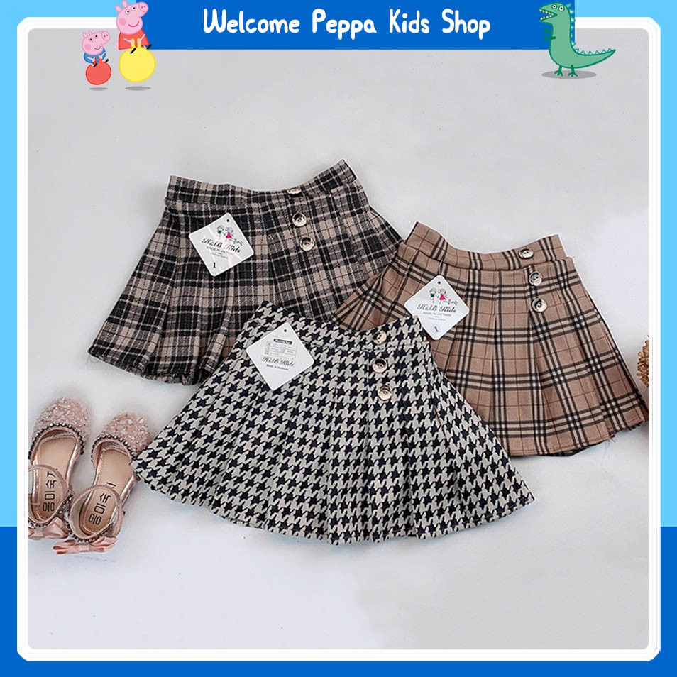 Chân váy dạ xếp ly cho bé gái Peppa Kids,vải dạ công nghệ Nhật Bản mặc cực kỳ thoải mái, sang trọng