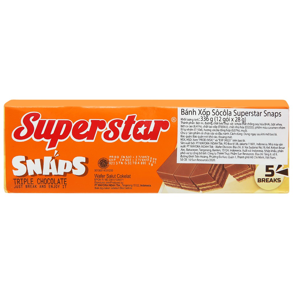 Bánh xốp phủ kem socola Superstar hộp 336g