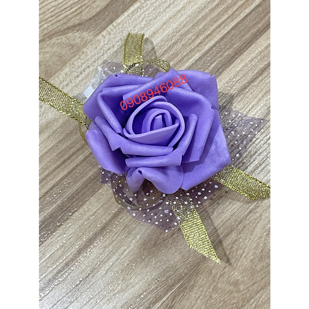 VÒNG HOA ĐEO TAY ĐÁM CƯỚI CHO PHÙ DÂU - KIỂU BÔNG HỒNG - VÒNG DÂY CHUN