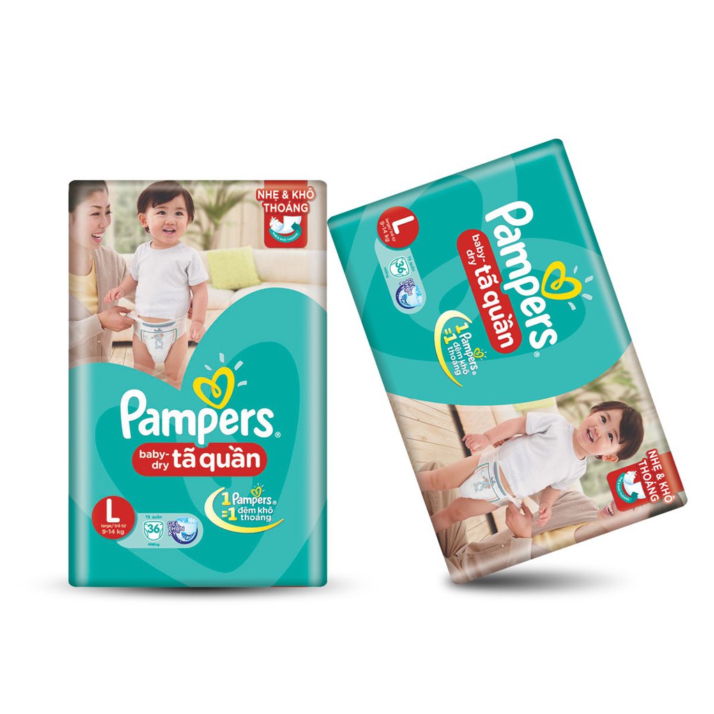 Bỉm quần Pampers L tặng thêm 5 miếng