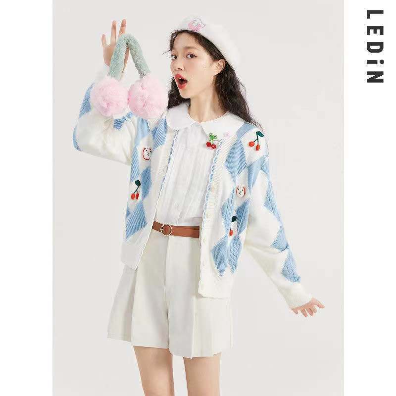 Jiashucheng Áo Sweater Dệt Kim Cổ Chữ V Phối Ren Đính Đá Thời Trang Mùa Thu 2021 Mới Cho Nữ