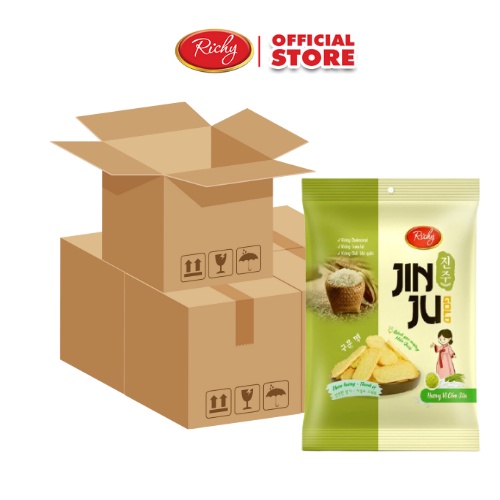 Thùng bánh gạo Richy Jinju vị Cốm Sữa (12 gói)