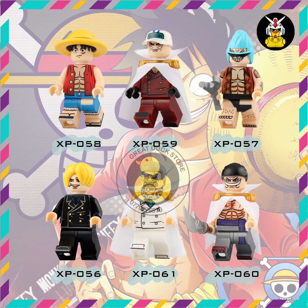 KT1008  Mô Hình One Piece Đồ Chơi Xếp Hình Nhân Vật Sanji Franky Luffy Akainu Râu Trắng Garp