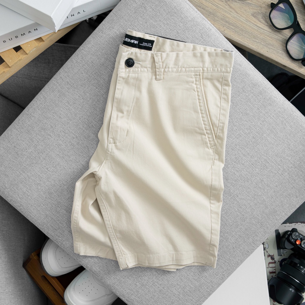 Quần short Kaki Garmẹnt màu kem co giãn, năng động, trẻ trung - Bubman