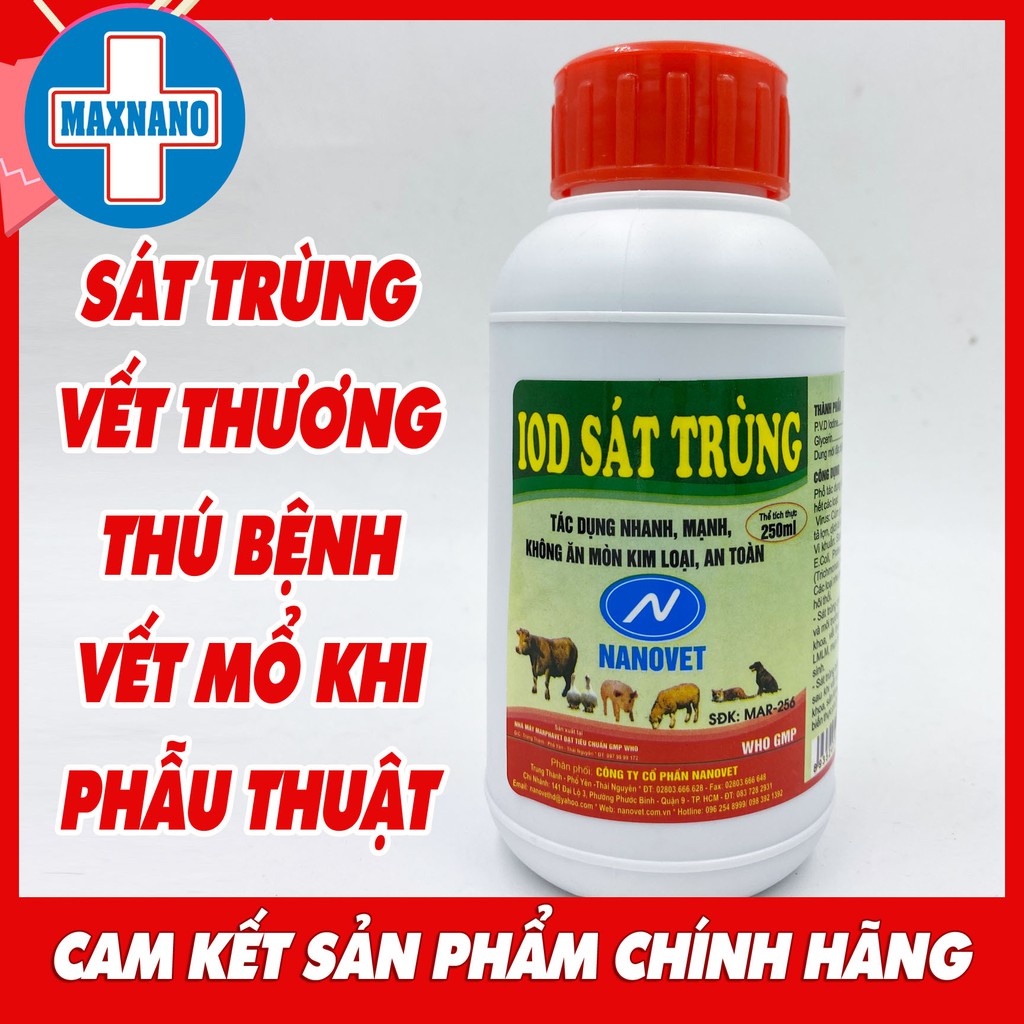 IOD SÁT TRÙNG 250ml NANOVET vệ sinh vết thương chó, mèo, thú bệnh, thú cảnh