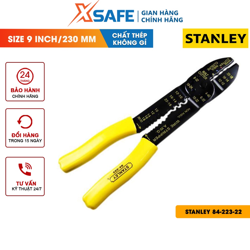 Kềm bấm cos 9 inch STANLEY 84-223-22 230mm Kìm bấm cos Stanley nhỏ gọn tiện lợi, hợp kim thép cao cấp chống gỉ