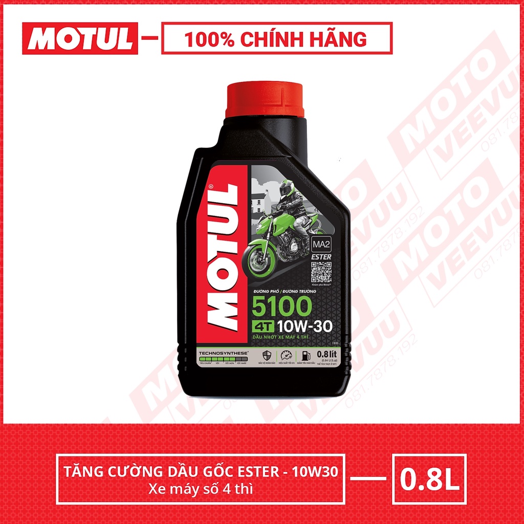 Dầu nhớt xe số Motul 5100 4T 10W30 SM/SL MA2 1 Lít Bán tổng hợp Ester