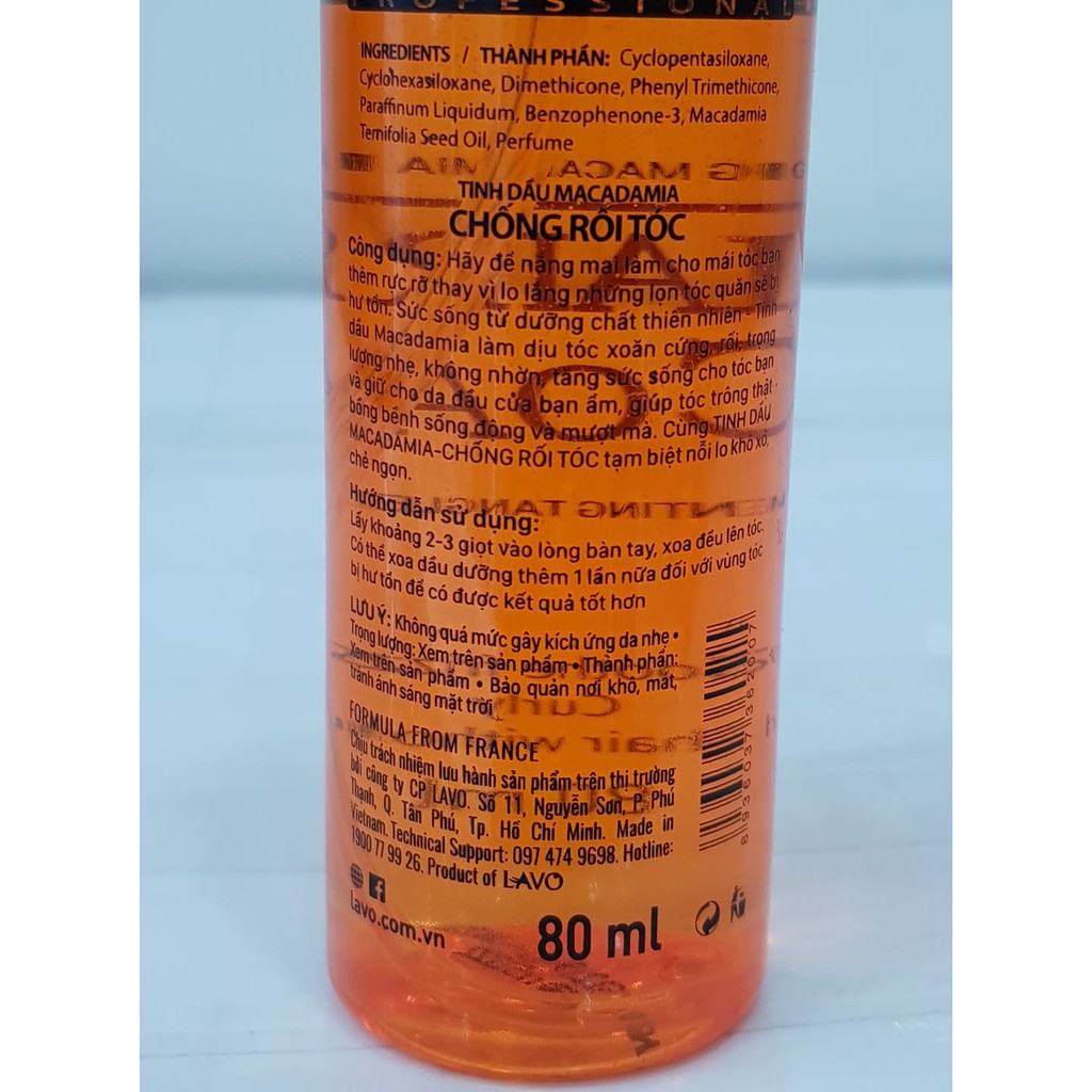 Dầu Bóng Dưỡng Tóc Chống Rối LAVOX 80ml
