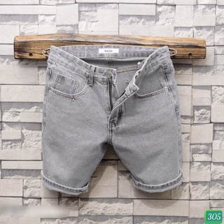 Quần Short Đùi Jean Nam Chất Bò Rin Cao Cấp Xám Bạc Co Giãn Dáng Ôm Basic T51